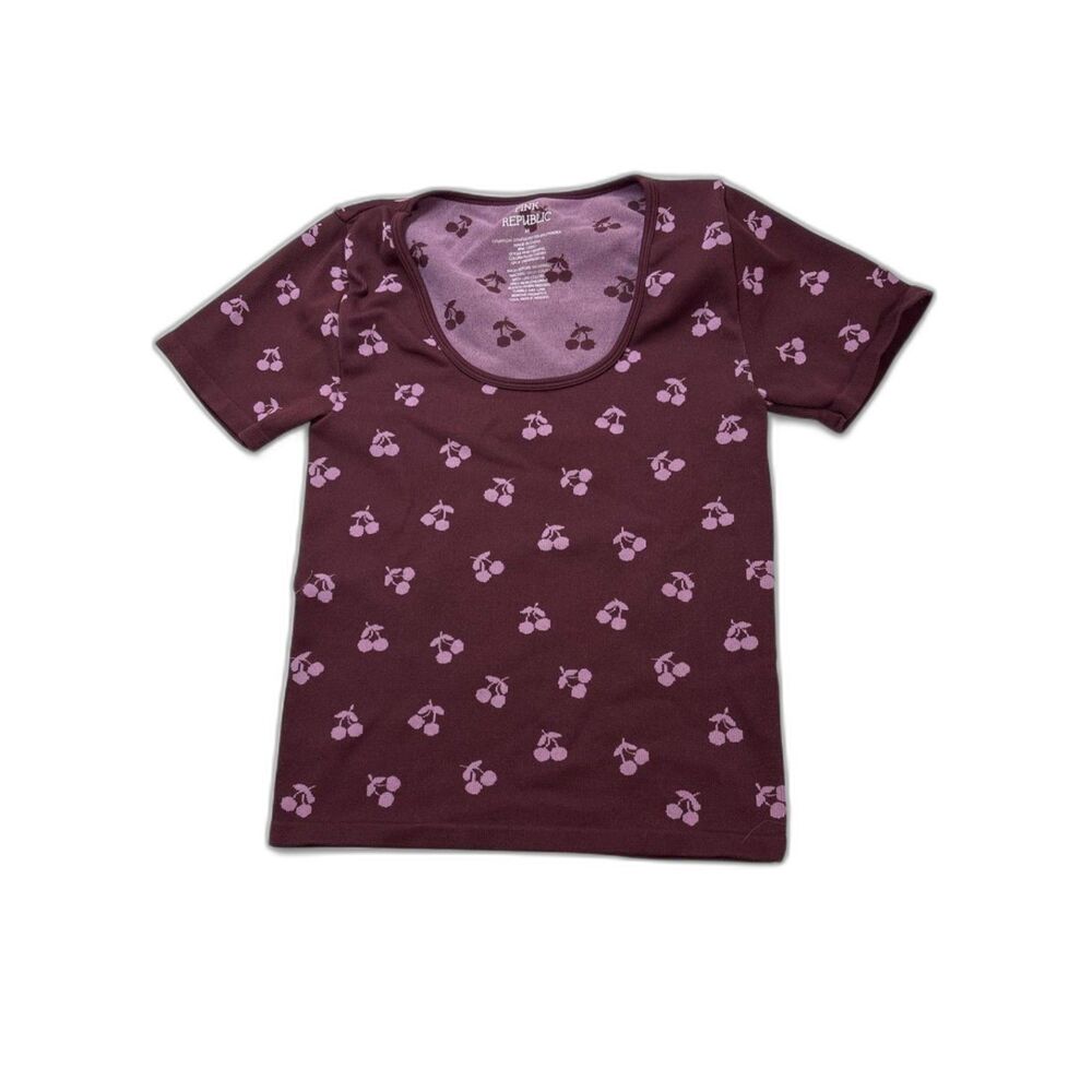 Pink-republic Women's Purple and Burgundy T-shirt